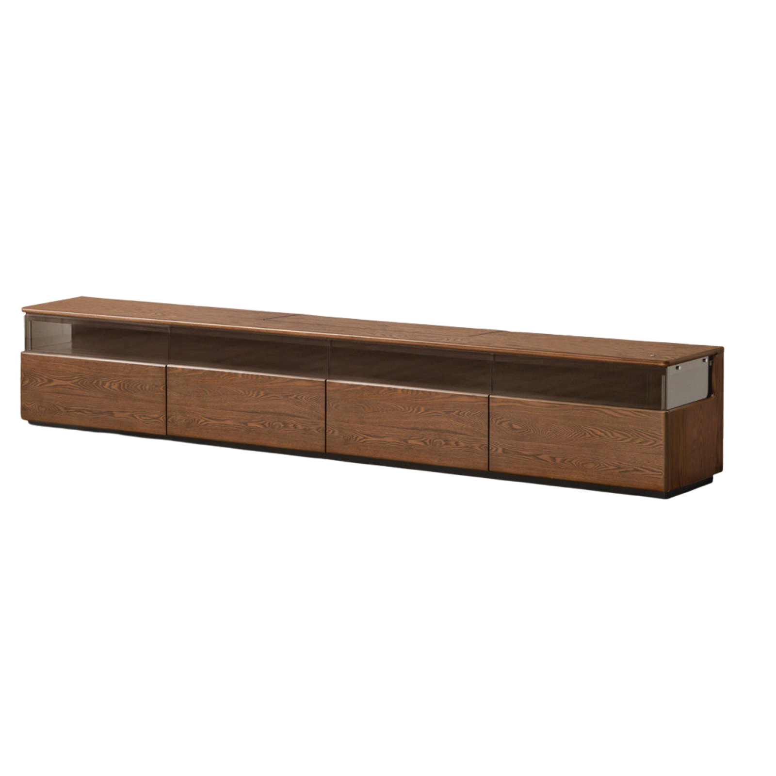 Ash Solid Wood TV Cabinet with Floor-Standing Storage and Display Shelves