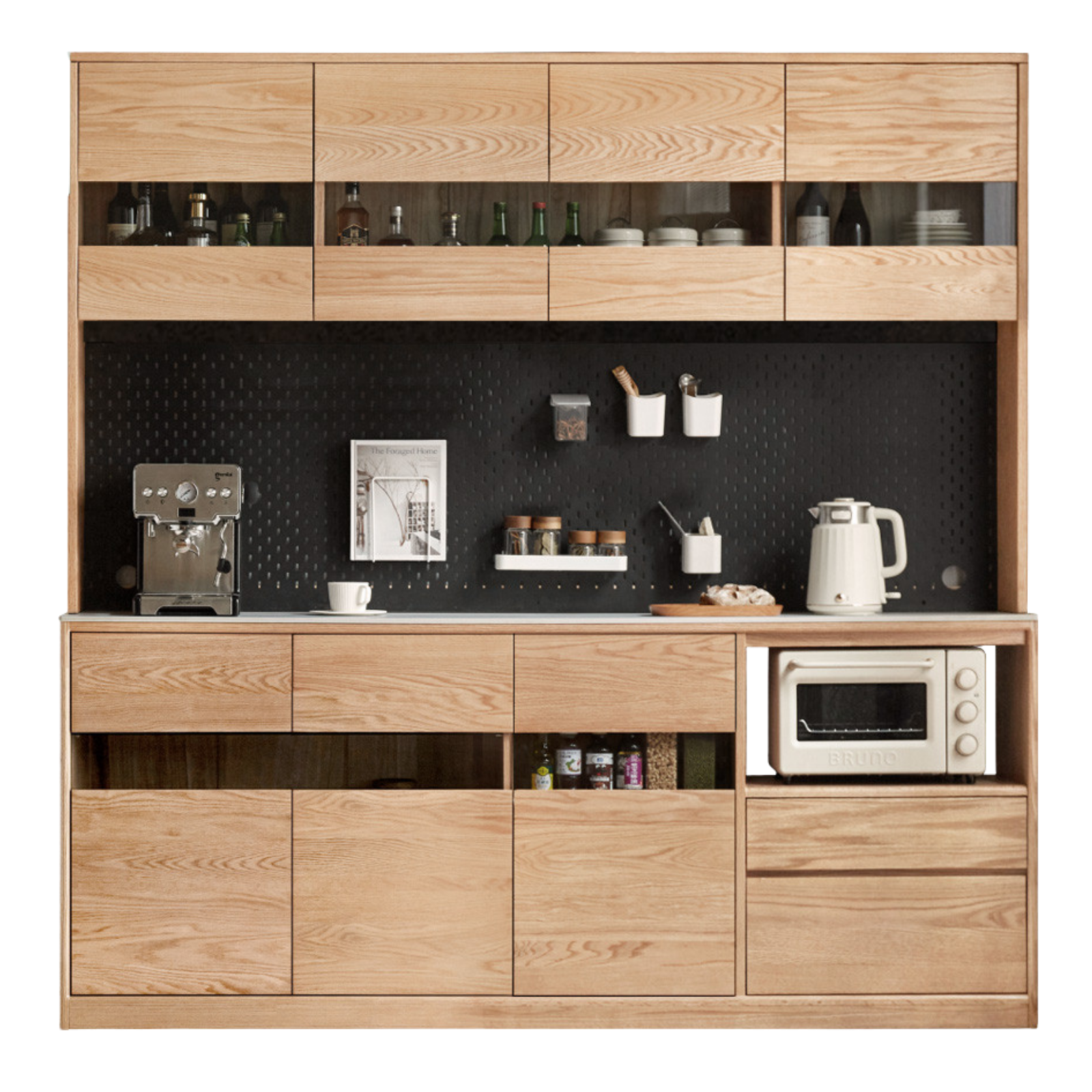Oak, Ash Solid Wood Sideboard Modern Buffet Cabinet