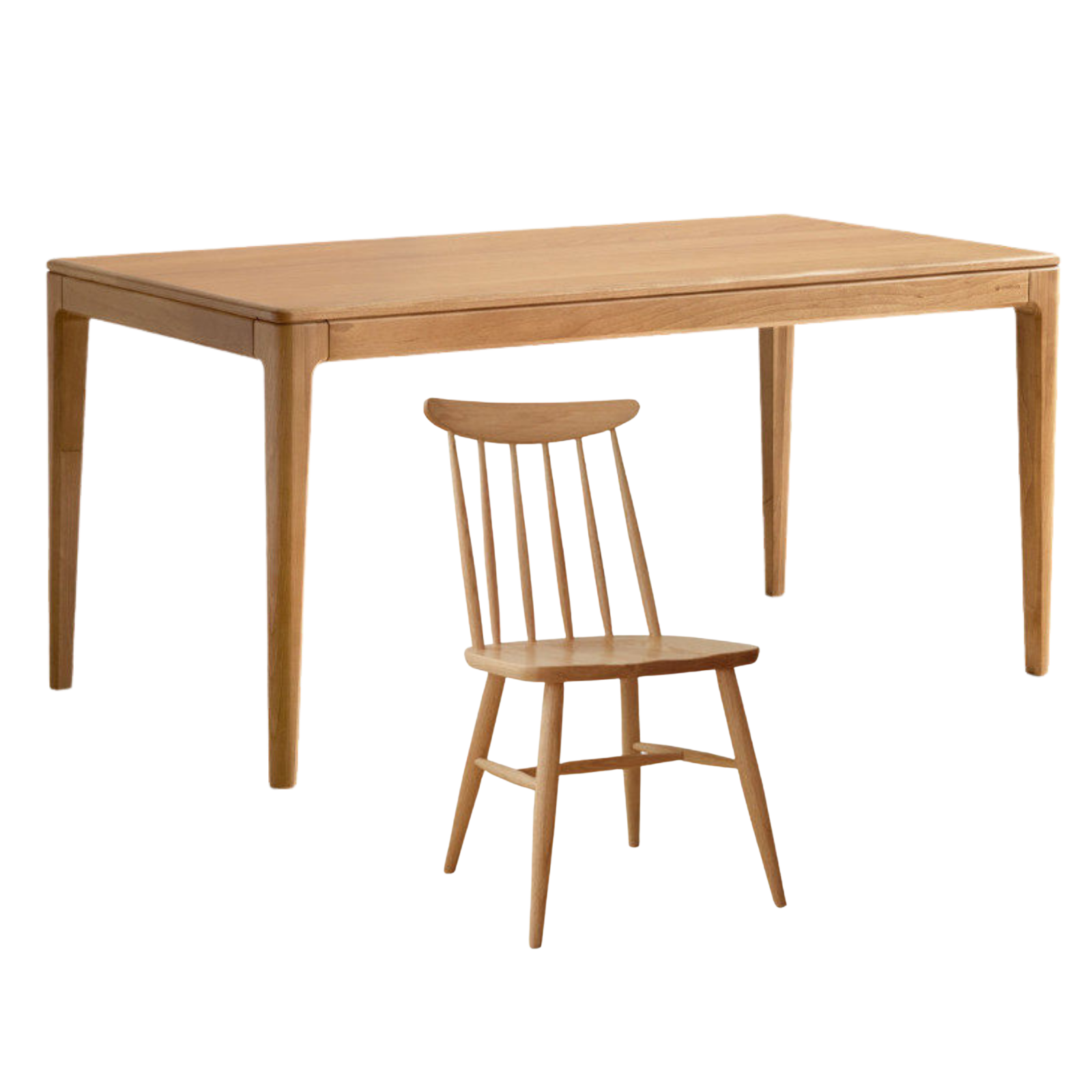 Oak Solid Wood Dining Table with Rectangular Top and Clean Lines