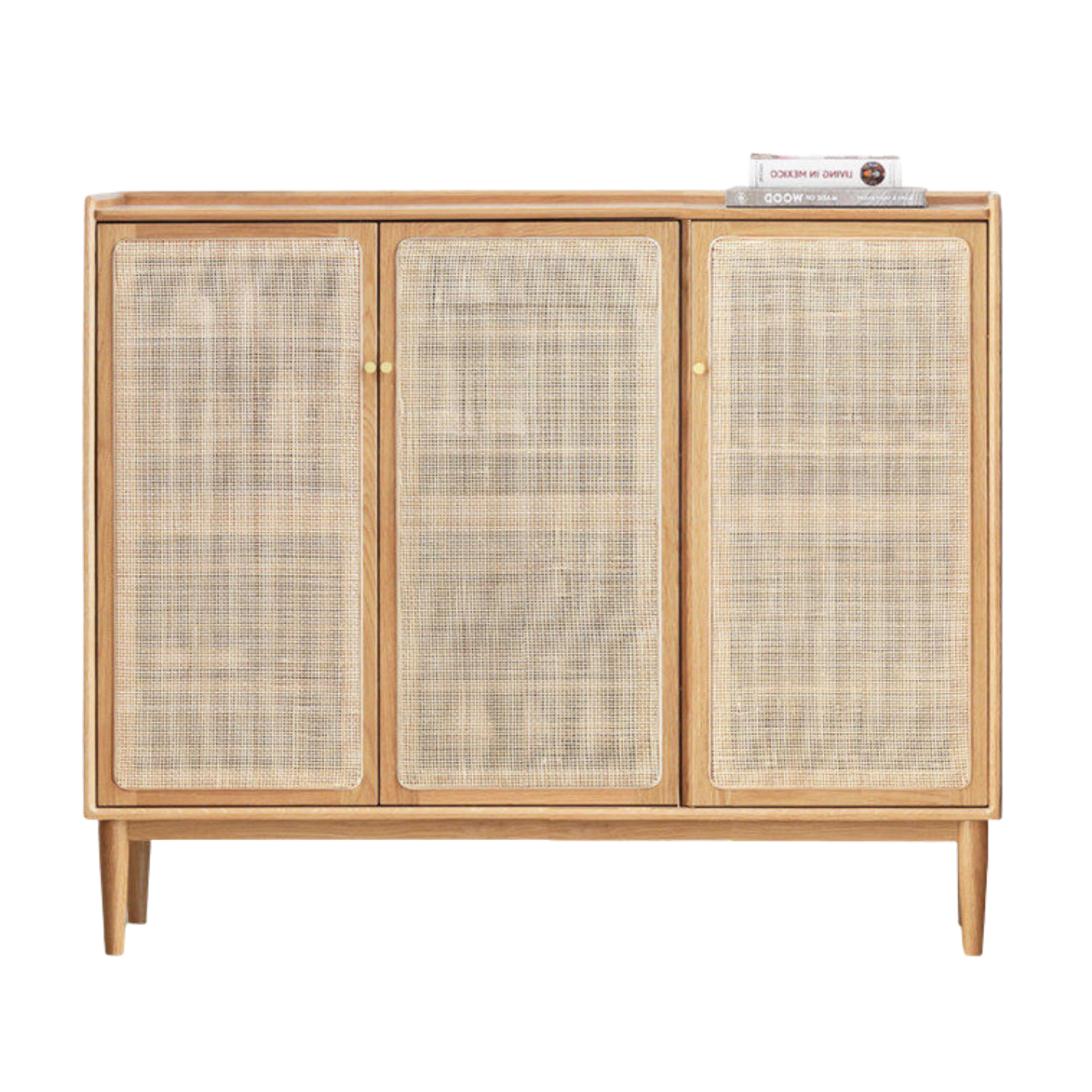 Oak Solid Wood Shoe Cabinet rattan entrance cabinet