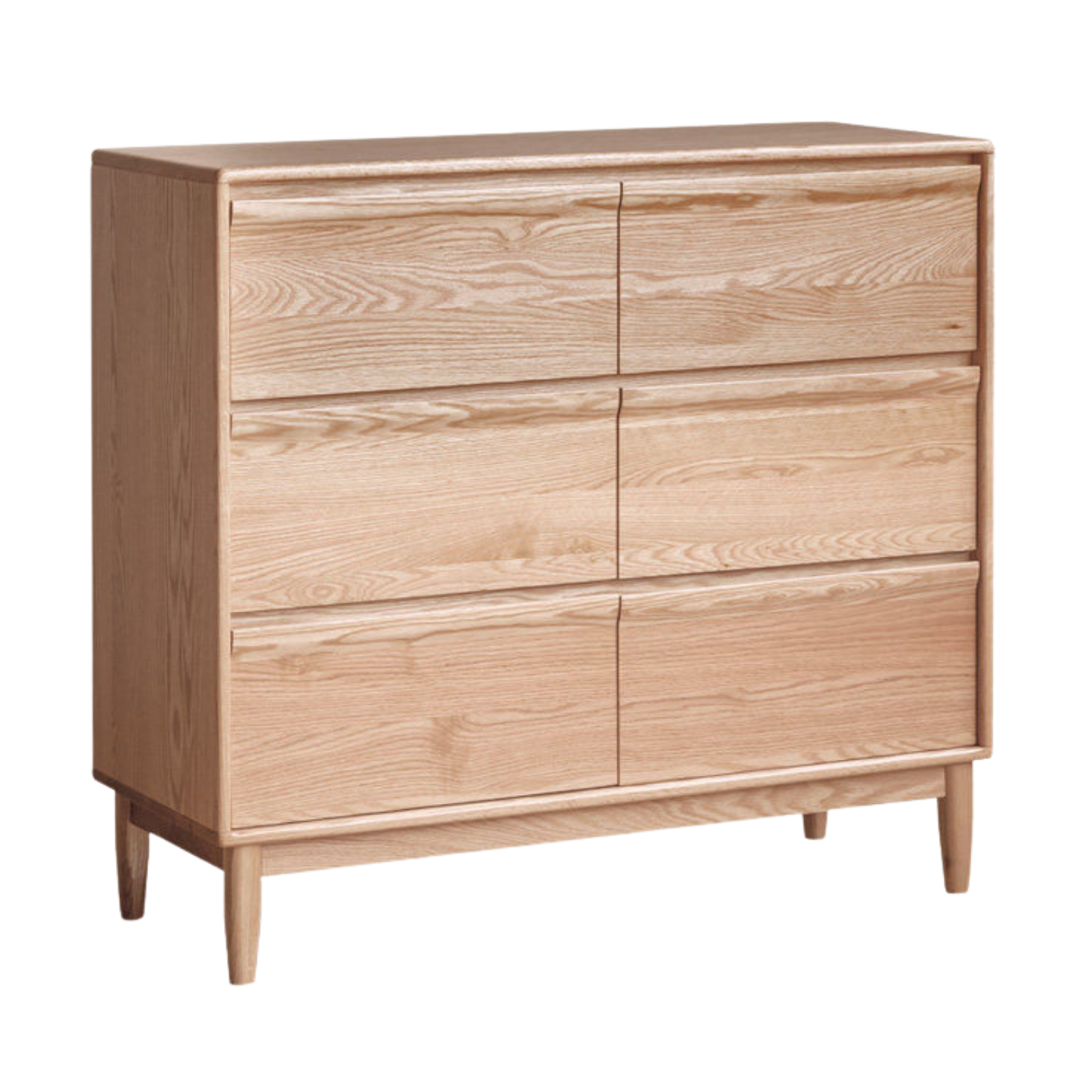 Ash Solid Wood Log Style Six Drawers Cabinet