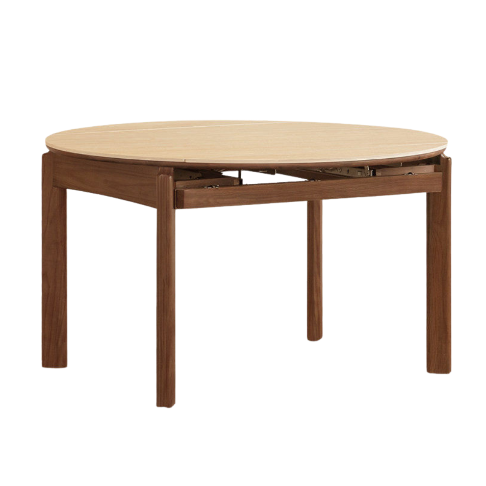Black Walnut, Ash Solid Wood Folding Dining Table with Rock Plate Round Top