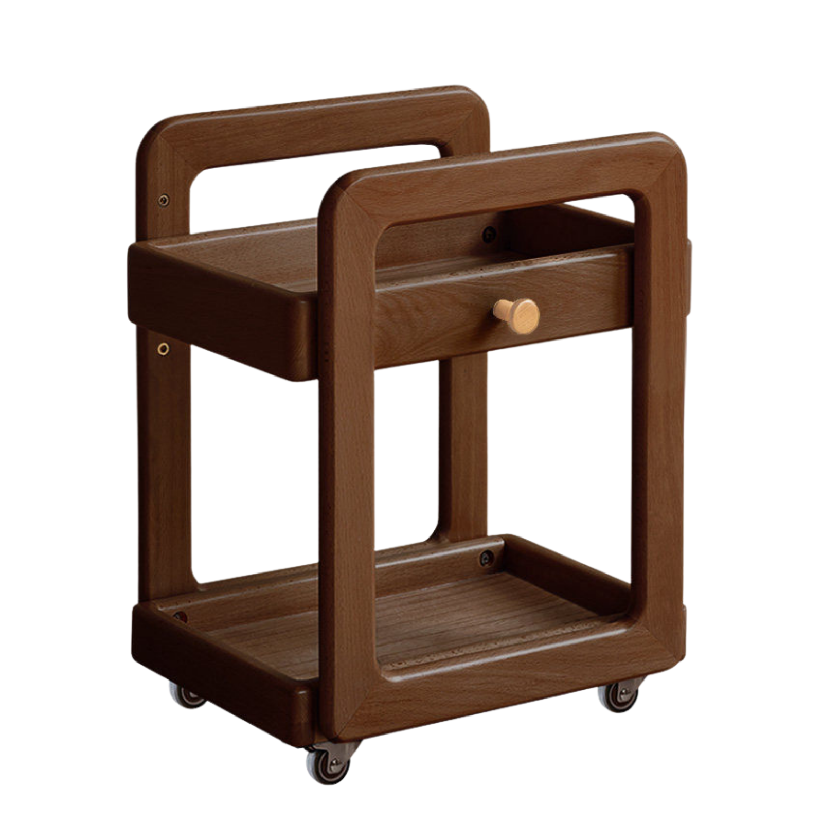 Beech, Rubber Solid Wood Kids Under-the-Table Mobile Modern Cabinet