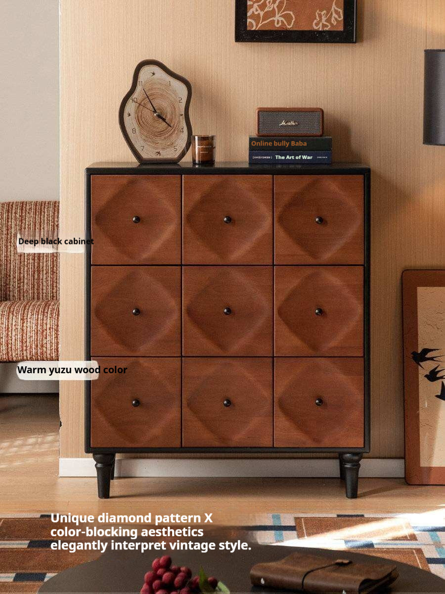 Rubberwood Solid 9-Drawer Dresser, Mid Century Bedroom Storage Cabinet