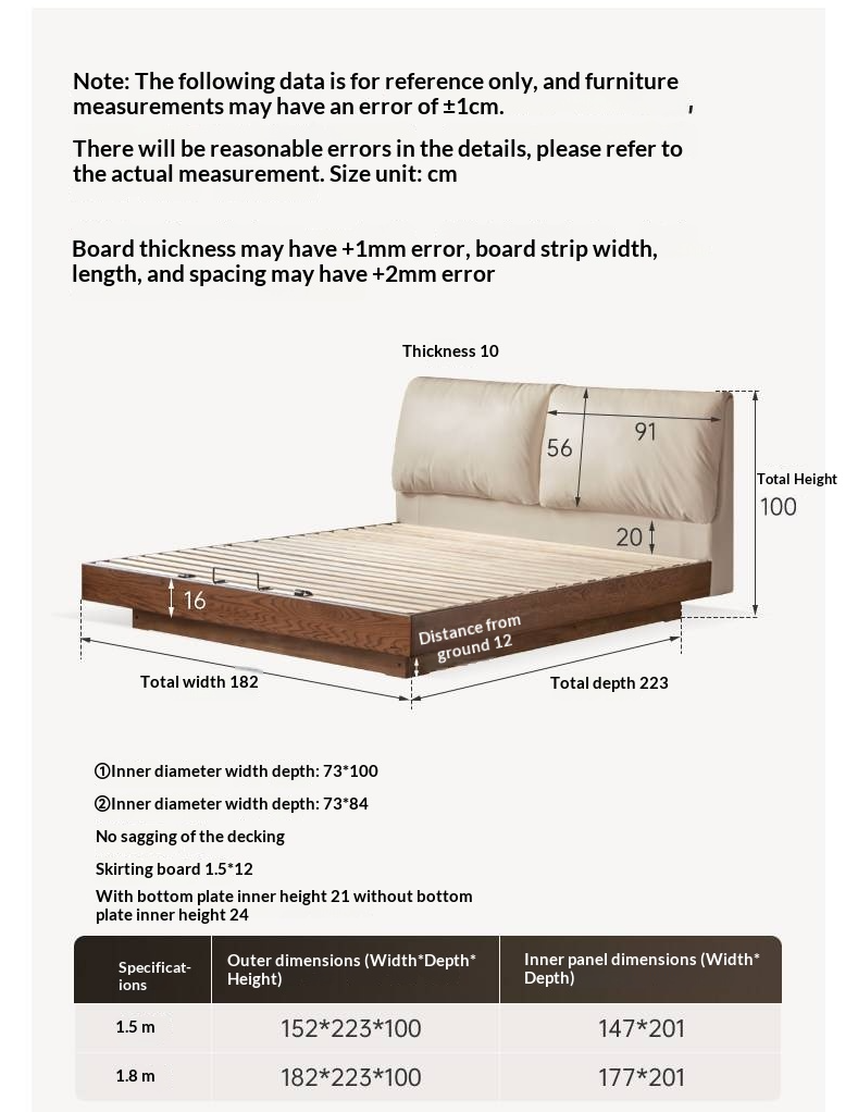 Oak Solid Wood Box Bed — Italian Light Luxury with Soft Genuine leather Backrest