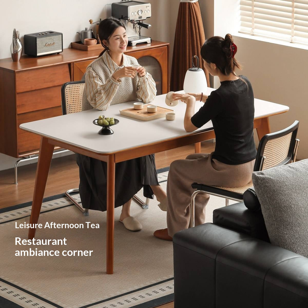 Tulipwood Solid Wood Retro Style Dining Table