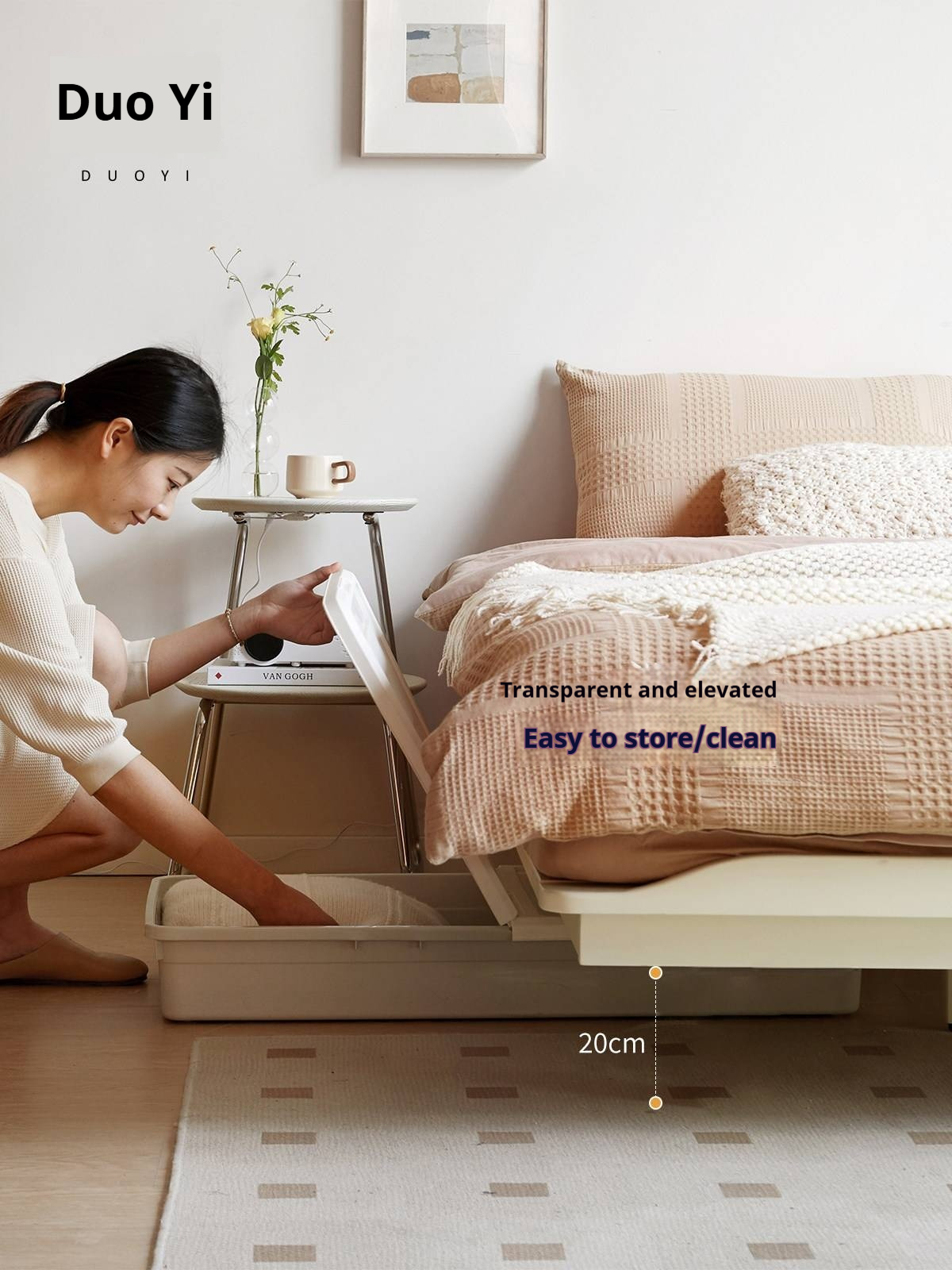 Pine Solid Wood Platform Bed, Headboard-Free Bed, Floor-Standing Floating Bed