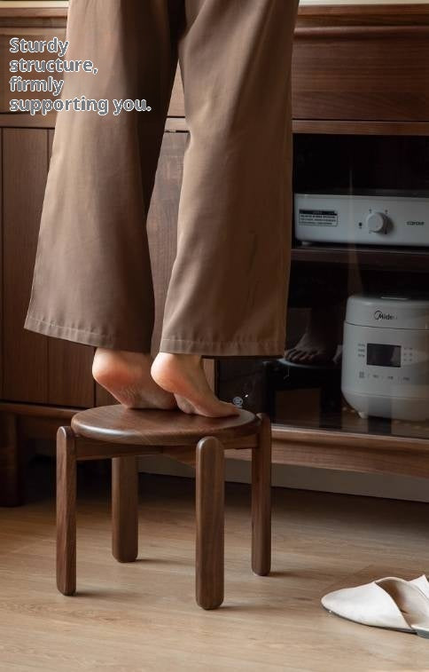 Black Walnut, Cherry Solid Wood Stacked Round Stool