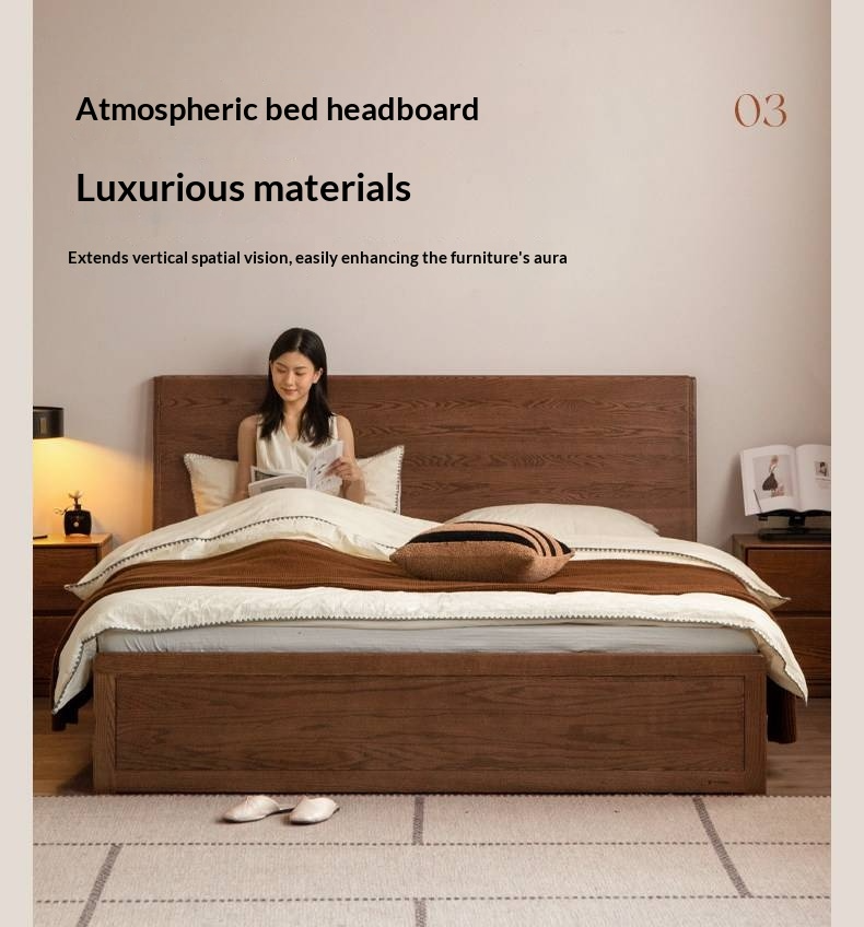 Oak Solid Wood Box Bed — Modern Minimalist Design