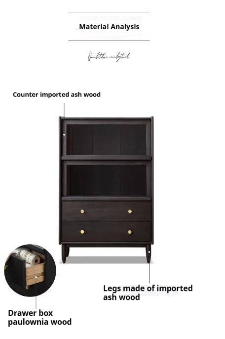 Ash Solid Wood Side Cabinet LED Lights Smoked.