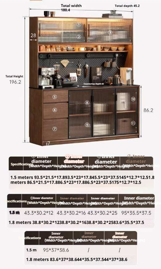 Black Walnut Solid Wood Sideboard with Italian Light Luxury Design