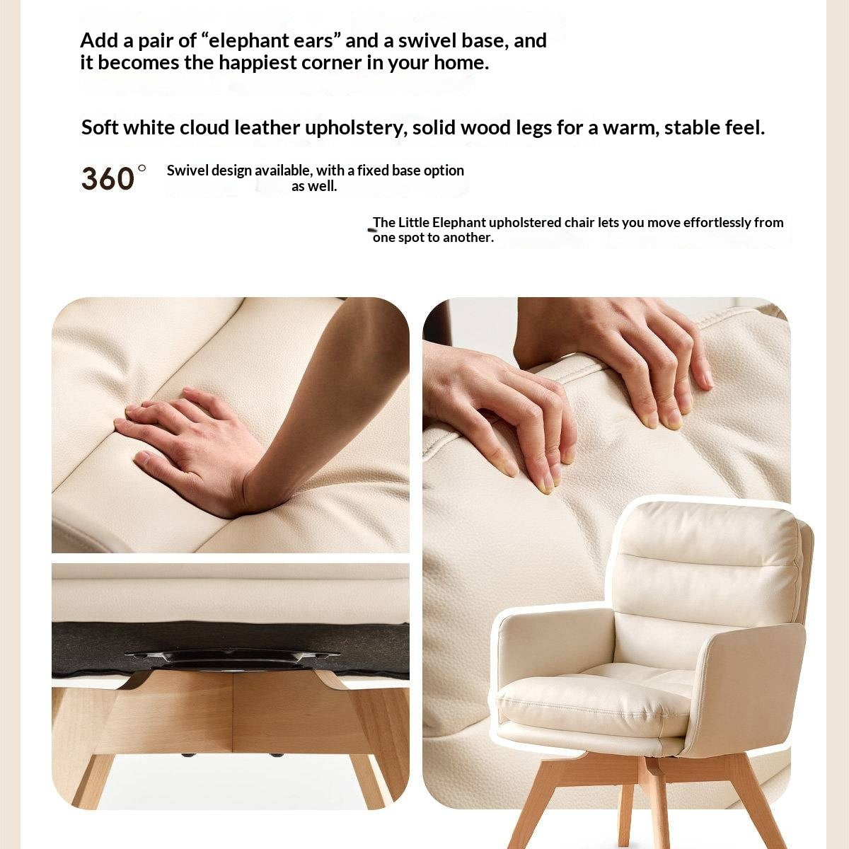 Beech Solid Wood Leather Soft Backrest Chair