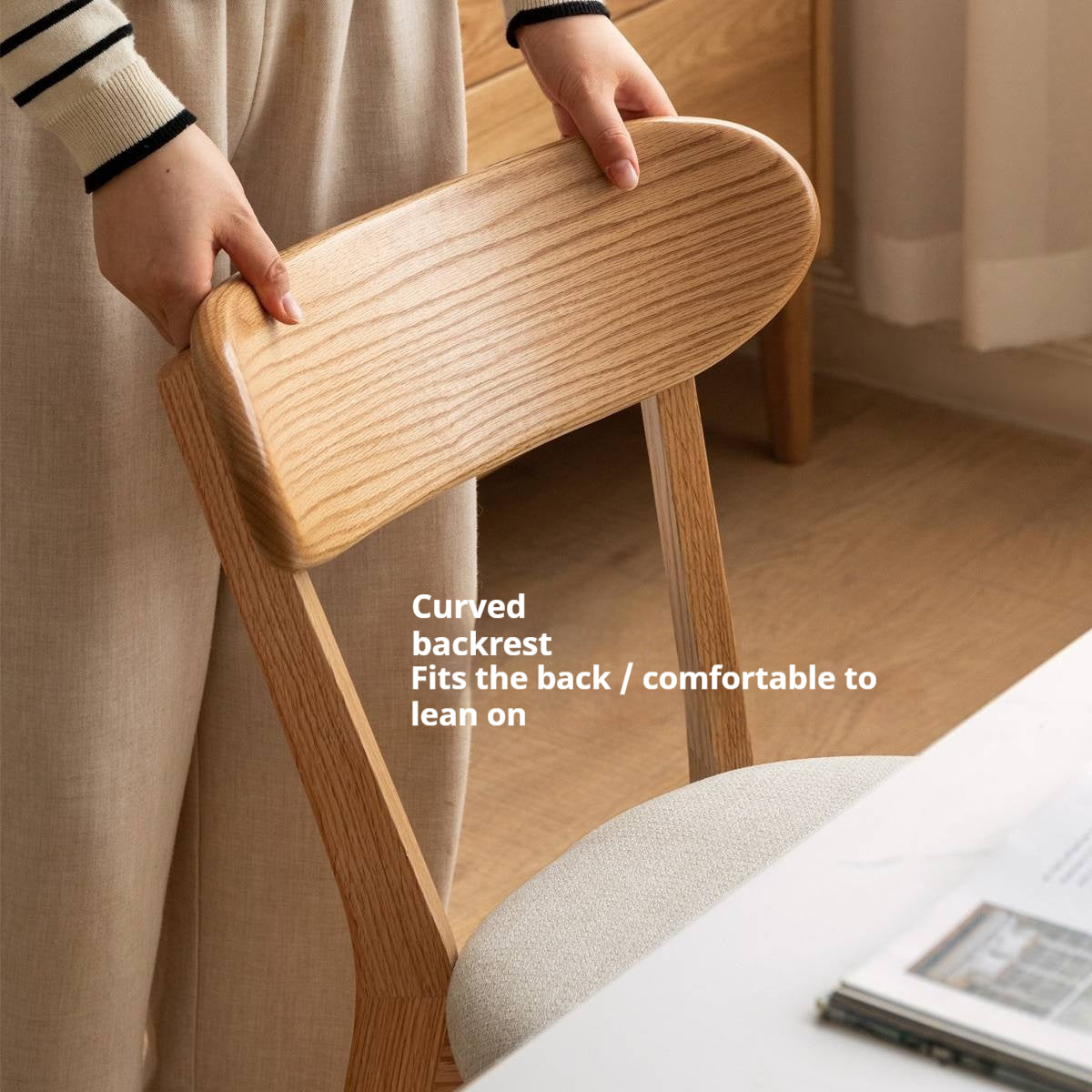 Oak Solid Wood Backrest Dining Chair