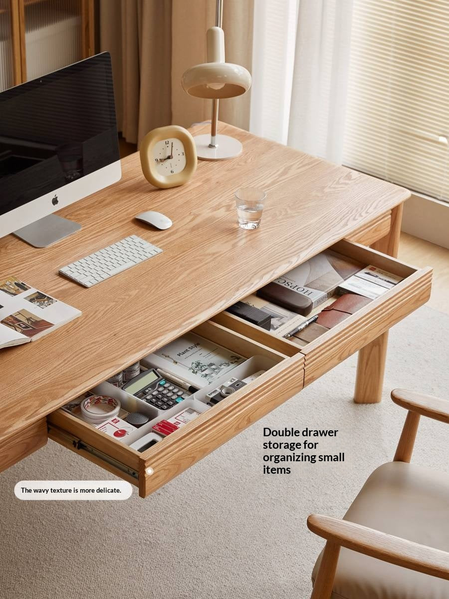 Cherry Solid Wood Color Large Office Desk