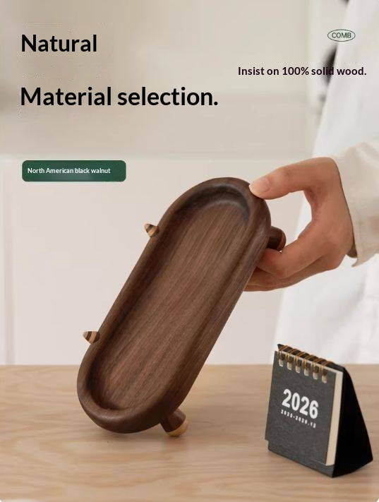 Black Walnut Solid Wood Tray for Snacks, Desserts, and Jewelry Storage