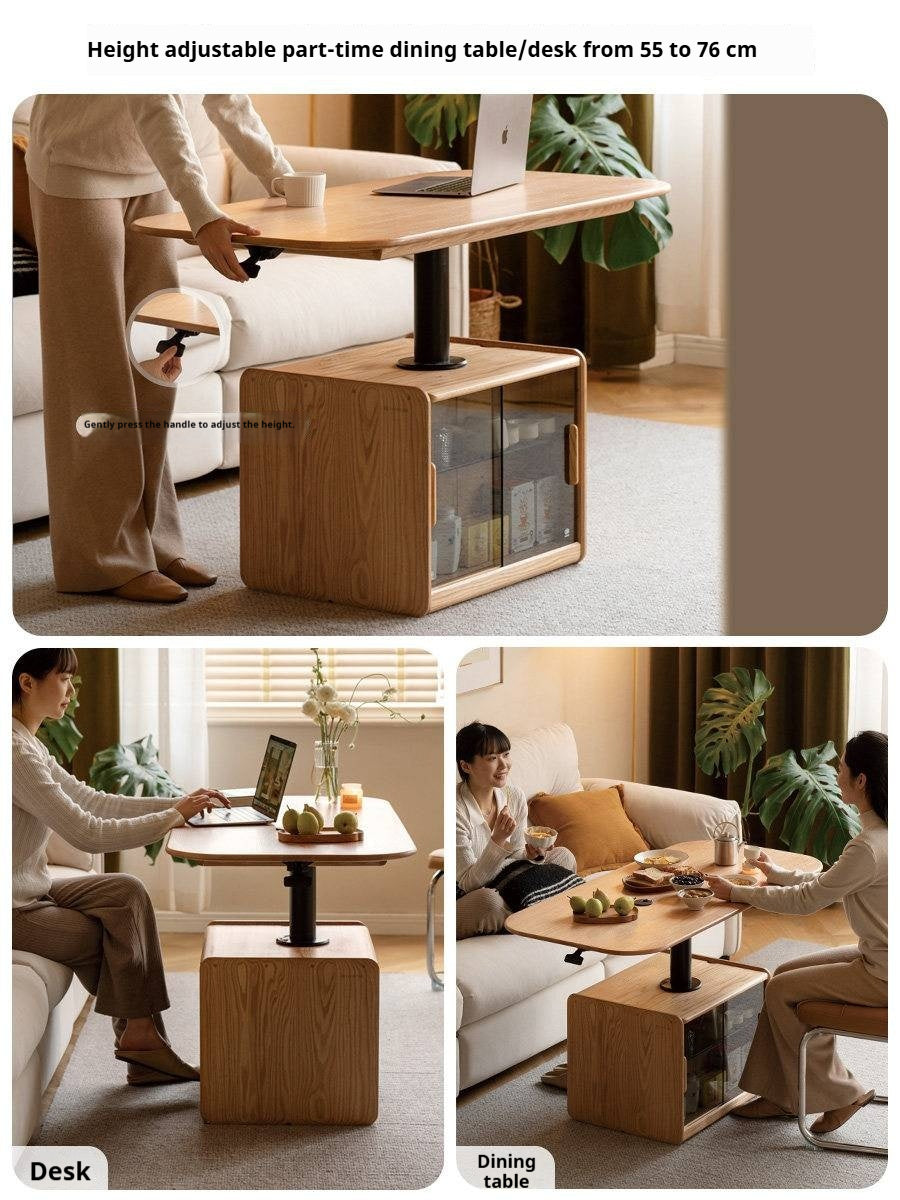 Oak Solid Wood Elevating Folding Storage Lifting Coffee Table
