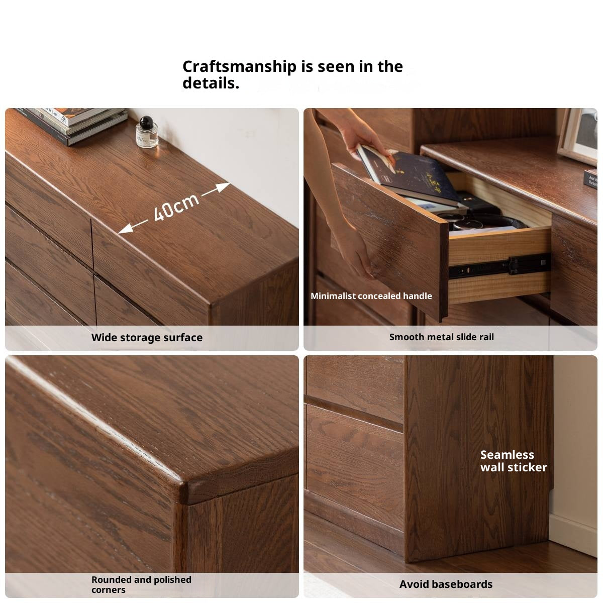 Oak Solid Wood Modern Drawer Cabinet