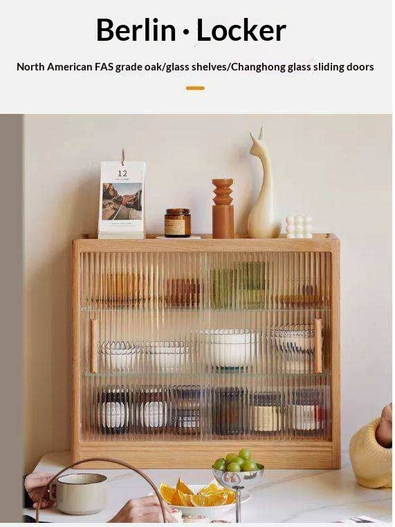 Oak, Cherry Solid Wood Desktop Locker Storage Cabinet Glass Sliding Door