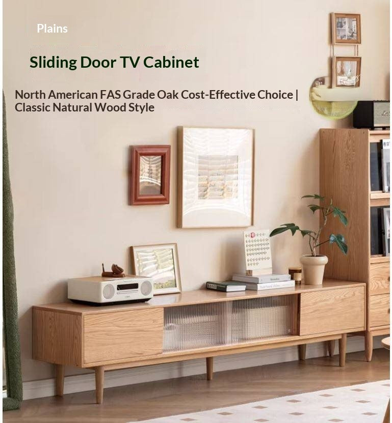 Oak Solid Wood TV Cabinet Modern