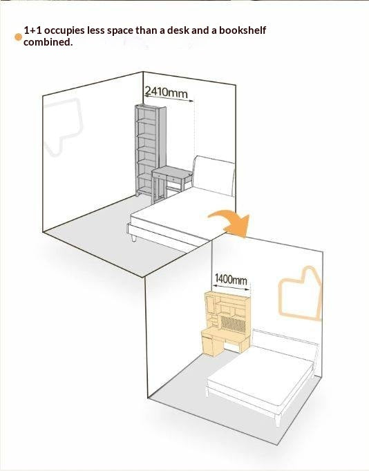 Beech Solid Wood Desk Bookshelf Integrated Study