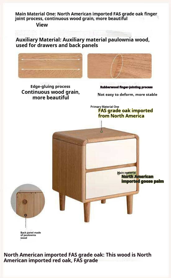 Oak Solid Wood, Solid RubberWood Original Wood Style Nightstand
