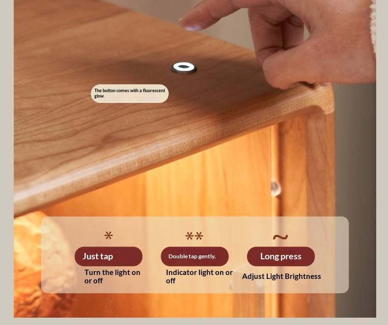 Cherry Solid Wood Wall-Mounted Side Cabinet Modern Minimalist Style