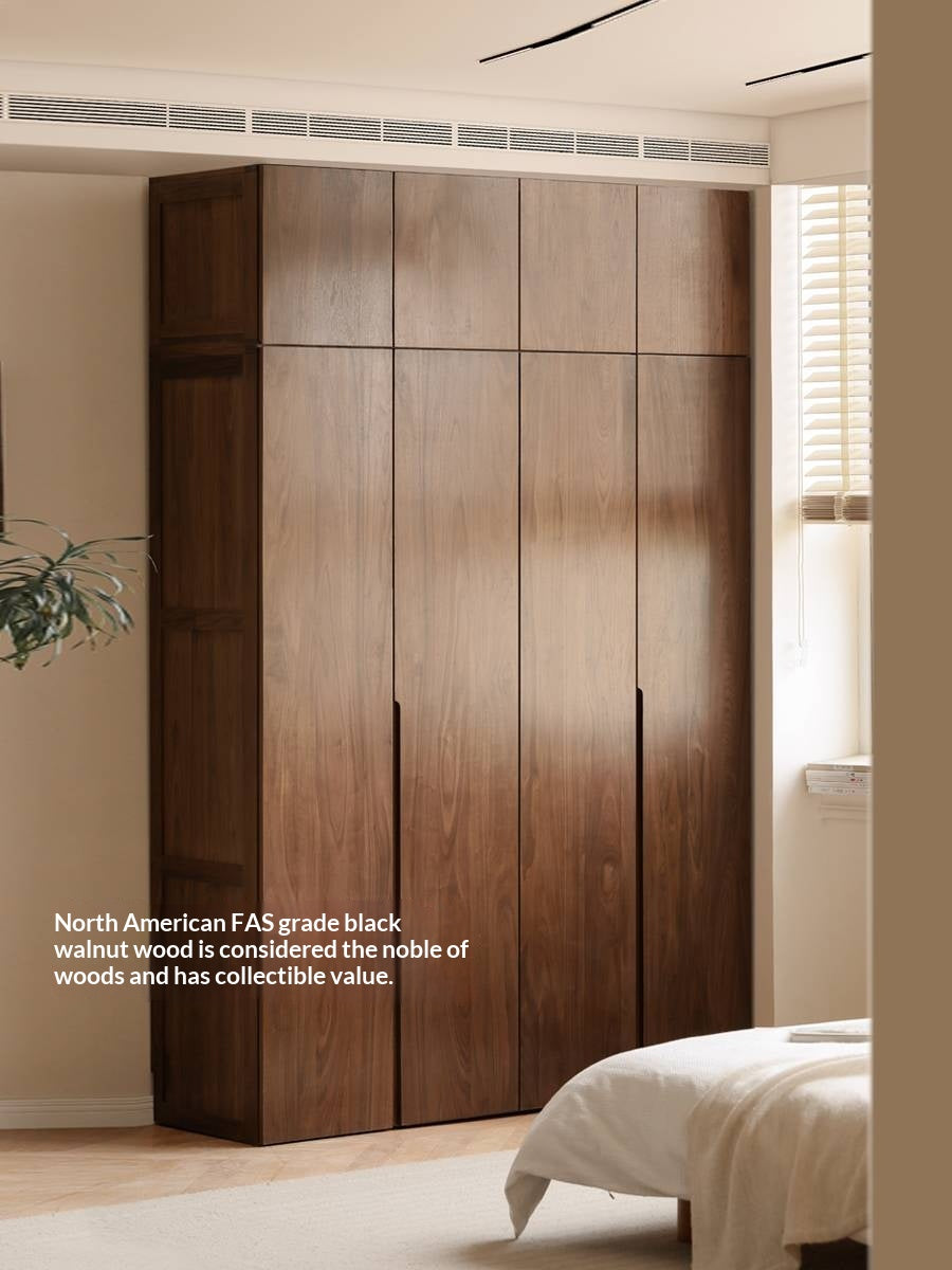 Black Walnut, Sandalwood Solid Wood Modern Style Wardrobe