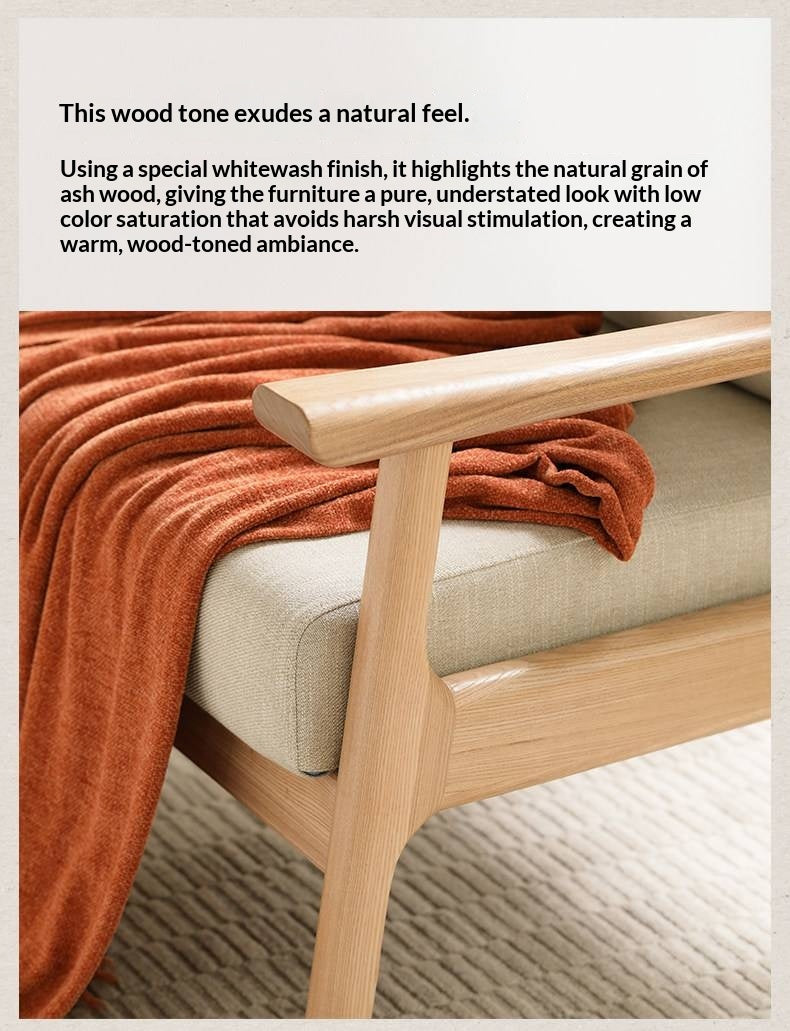 Ash Solid Wood Fabric Leisure Sofa Chair