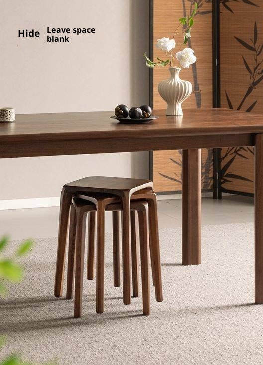 Black Walnut, Ash Solid Wood Square Stackable Stool