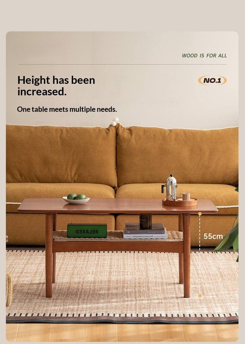 Poplar Solid Wood Coffee Table Vintage Style