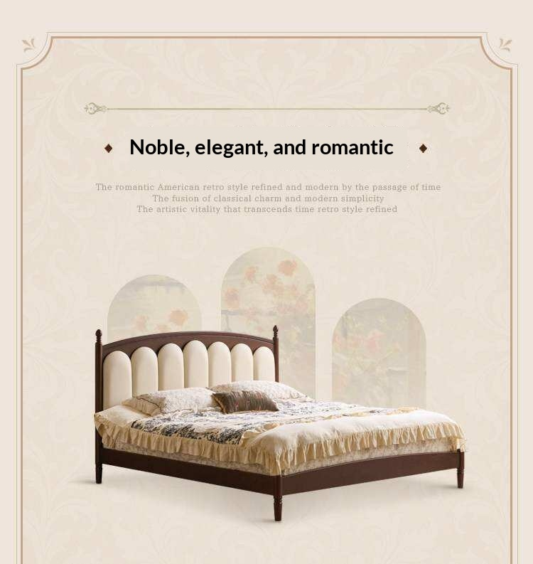 Ash Solid Wood Arched Channel Tufted Platform Bed with Turned Posts