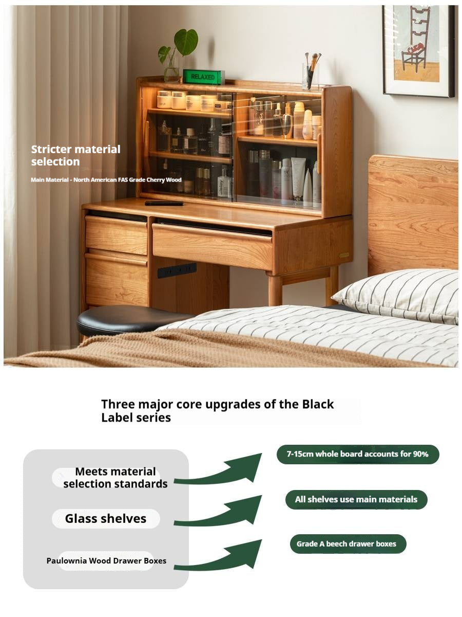 Cherry Solid Wood Retro Skeleton Line Makeup Table