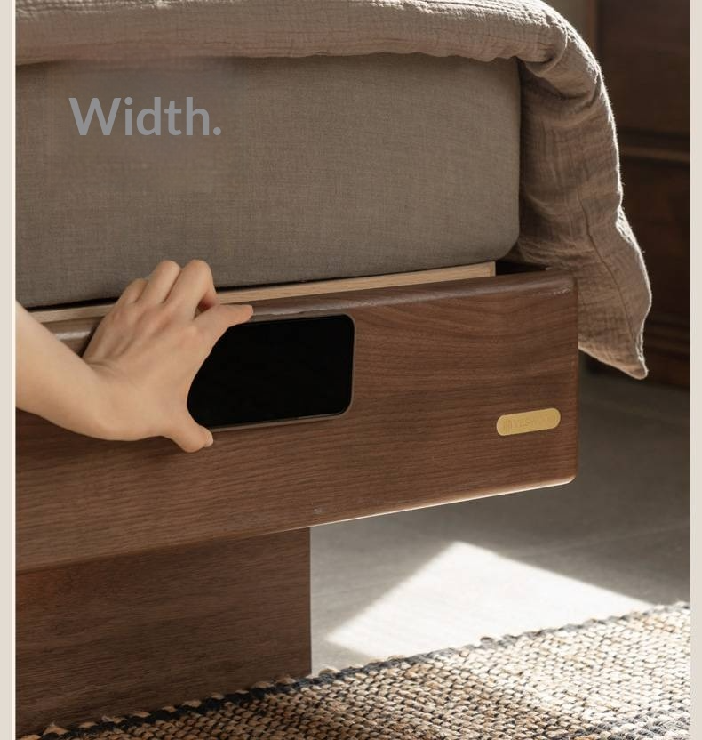 Black Walnut Solid Wood Italian Light Luxury Electric Suspended Box Bed