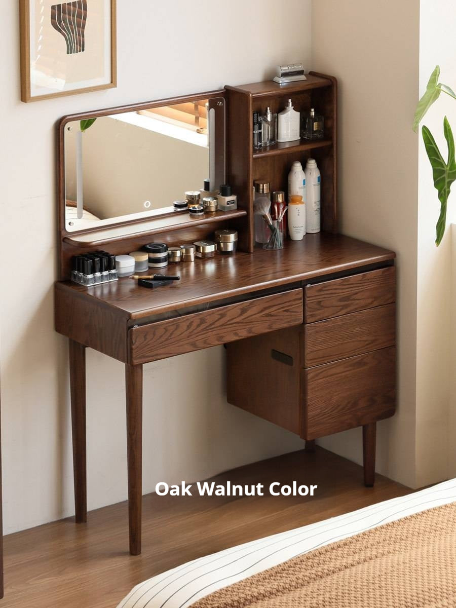 Ash, Oak Solid Wood Multifunctional Modern Vanity Table