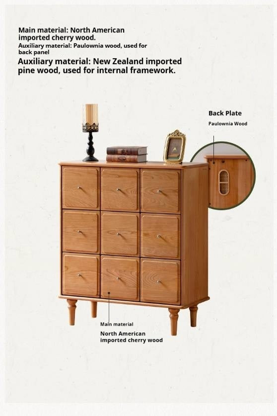 Cherry Solid Wood Retro Nine Bucket Cabinet