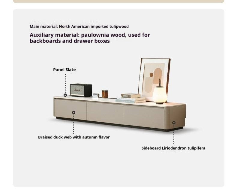 Poplar Solid Wood Rock Slab TV Stand.