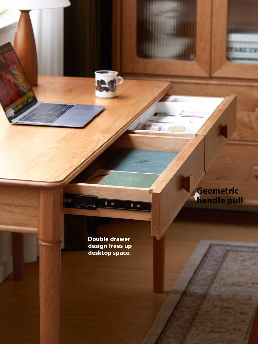 Cherry Solid Wood Antique Style Retro Drawer Desk