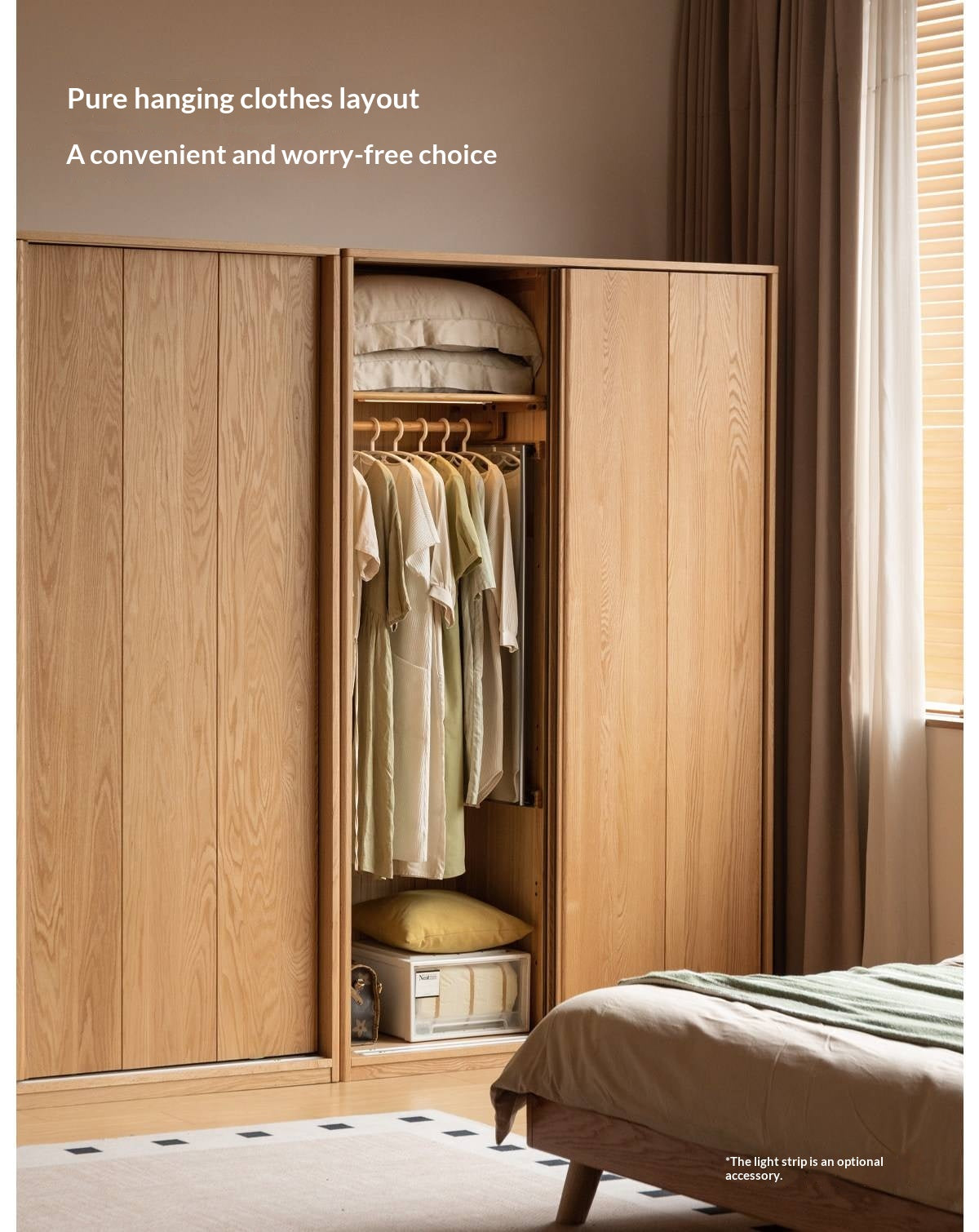 Oak Solid Wood Wardrobe Sliding Door.