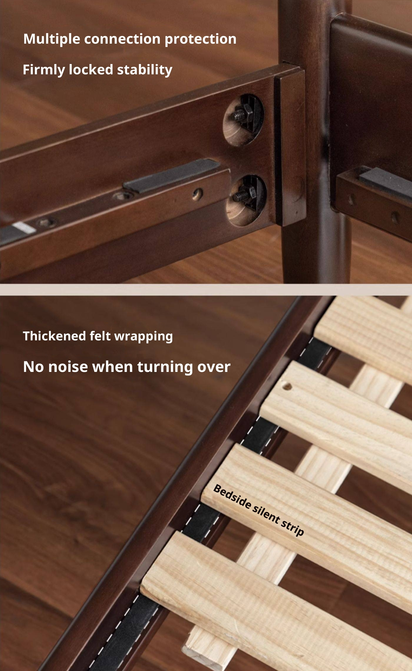 Poplar Solid Wood Genuine Leather Soft Backrest Bed Retro Vintage