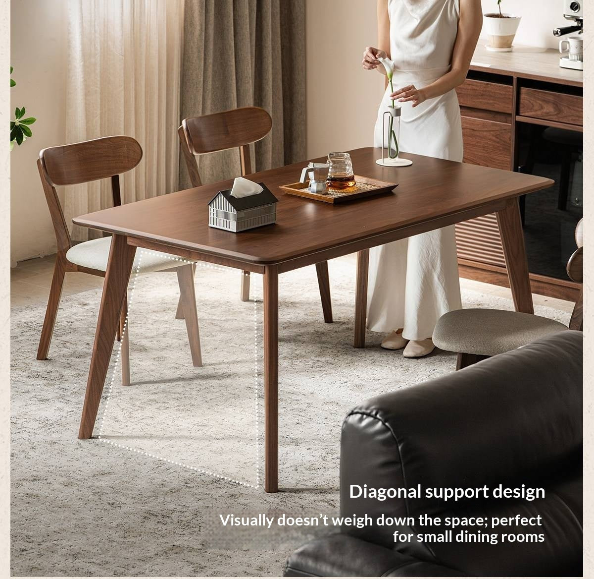 Black Walnut, Golden Pearwood, Sandalwood Solid Wood North American Dining Table