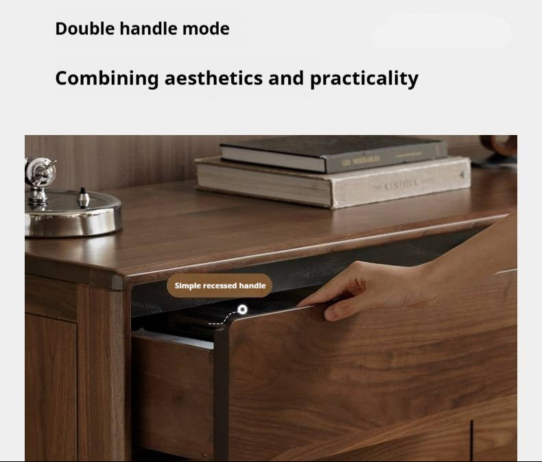 Black Walnut, Sandalwood Solid Wood, Solid Longan Hardwood Italian Light Luxury Chest of Drawers