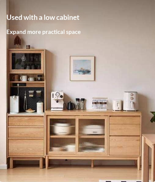 Oak Solid Wood Corner Sideboard with Simple Storage Cabinet