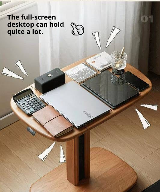 Cherry, Oak Solid Wood Elevating Desk Study Unit Mobile Desk