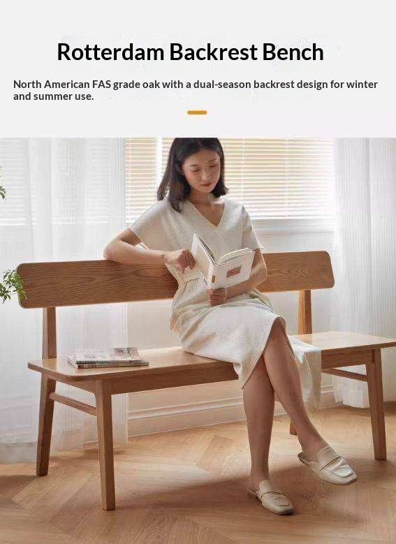 Oak Solid Wood Nordic Long Bench