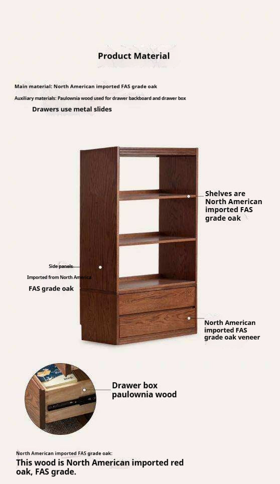 Oak Solid Wood Bookshelf Floor Rack Storage Full Wall Bookcase
