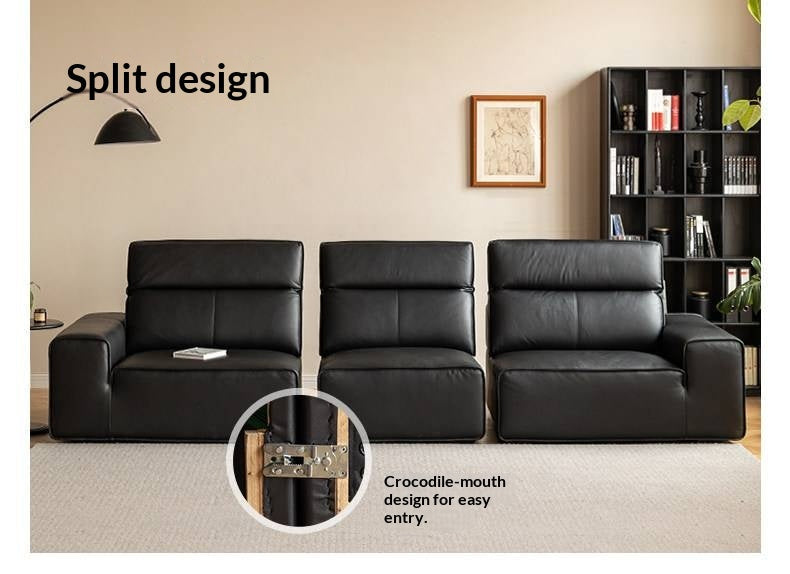 Genuine Leather Deep Seat High-Back Sofa
