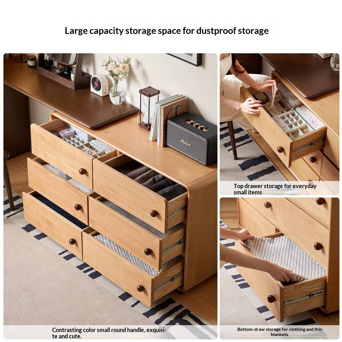 Beech Solid Wood Antique Style Vanity Table