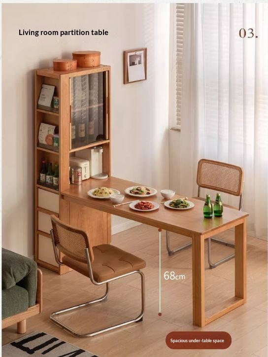 Cherry Solid Wood Office Desk with Integrated Bookshelf