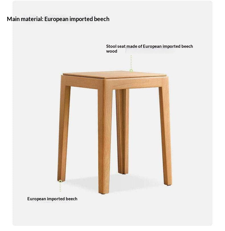 Beech Solid Wood Stackable Stool with Nordic Minimalist Design