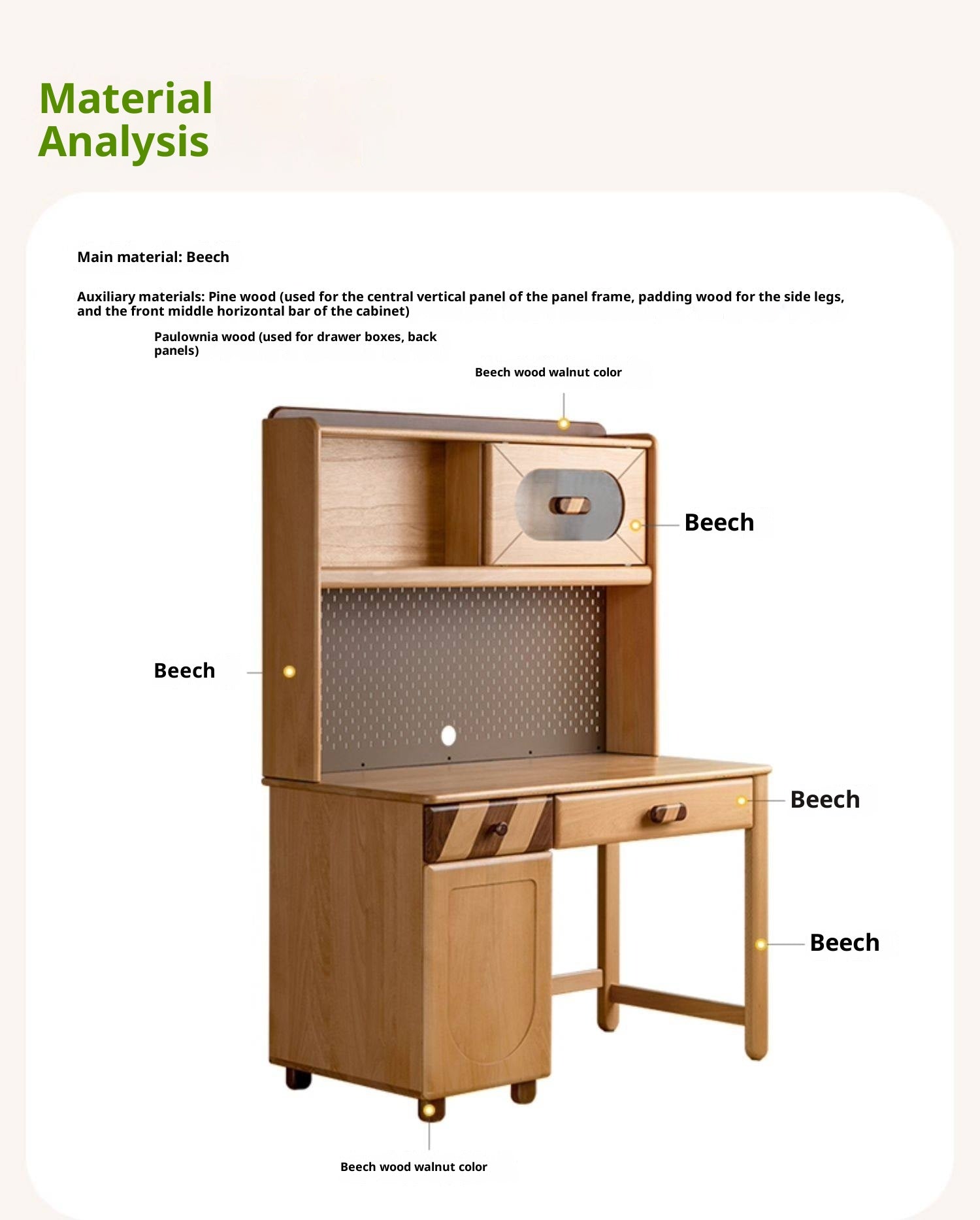 Beech Solid Wood Children s Learning Desk